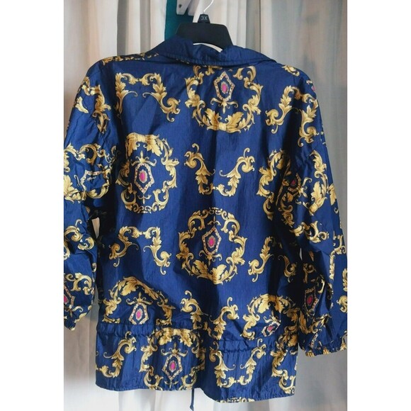 Vintage Slade Jacket Womens Zip+ Drawstring Waist Windbreaker 80- 90's Blue Med - Picture 4 of 10